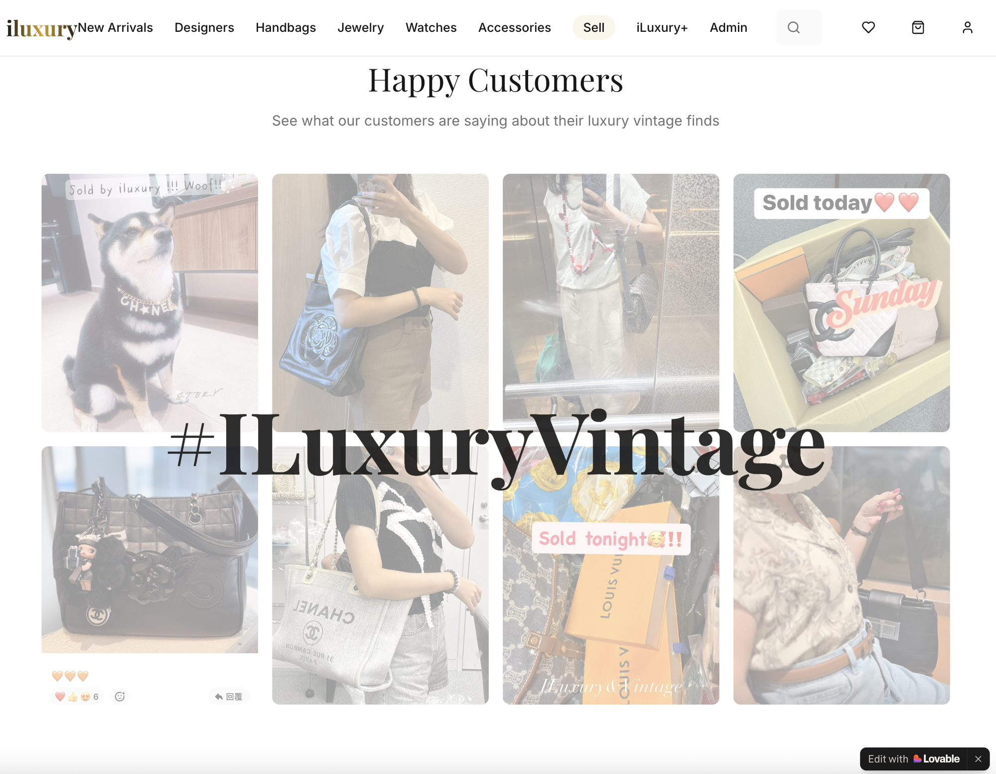 iLuxury website — full e-commerce storefront built with Lovable