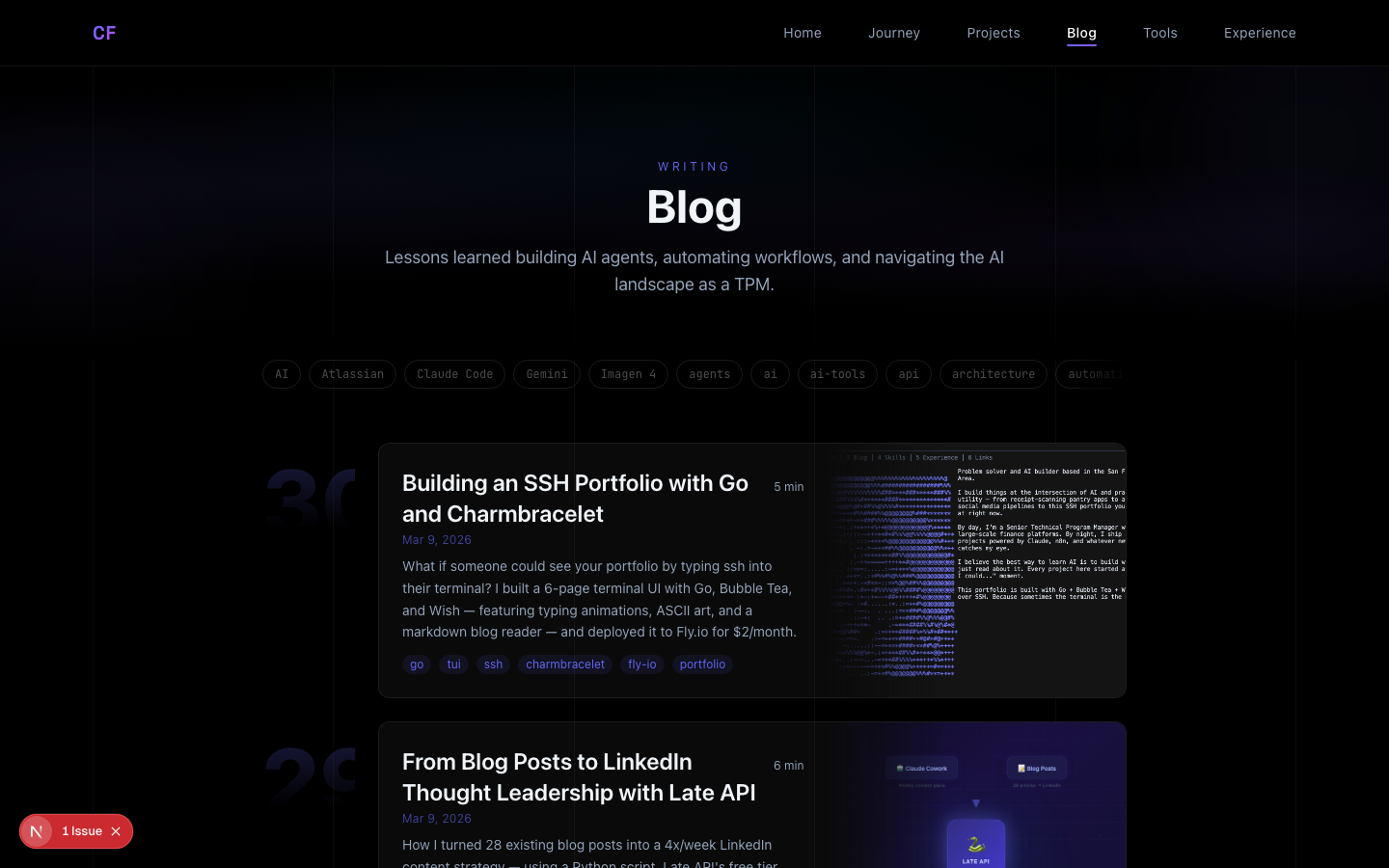 Blog page with editorial numbers