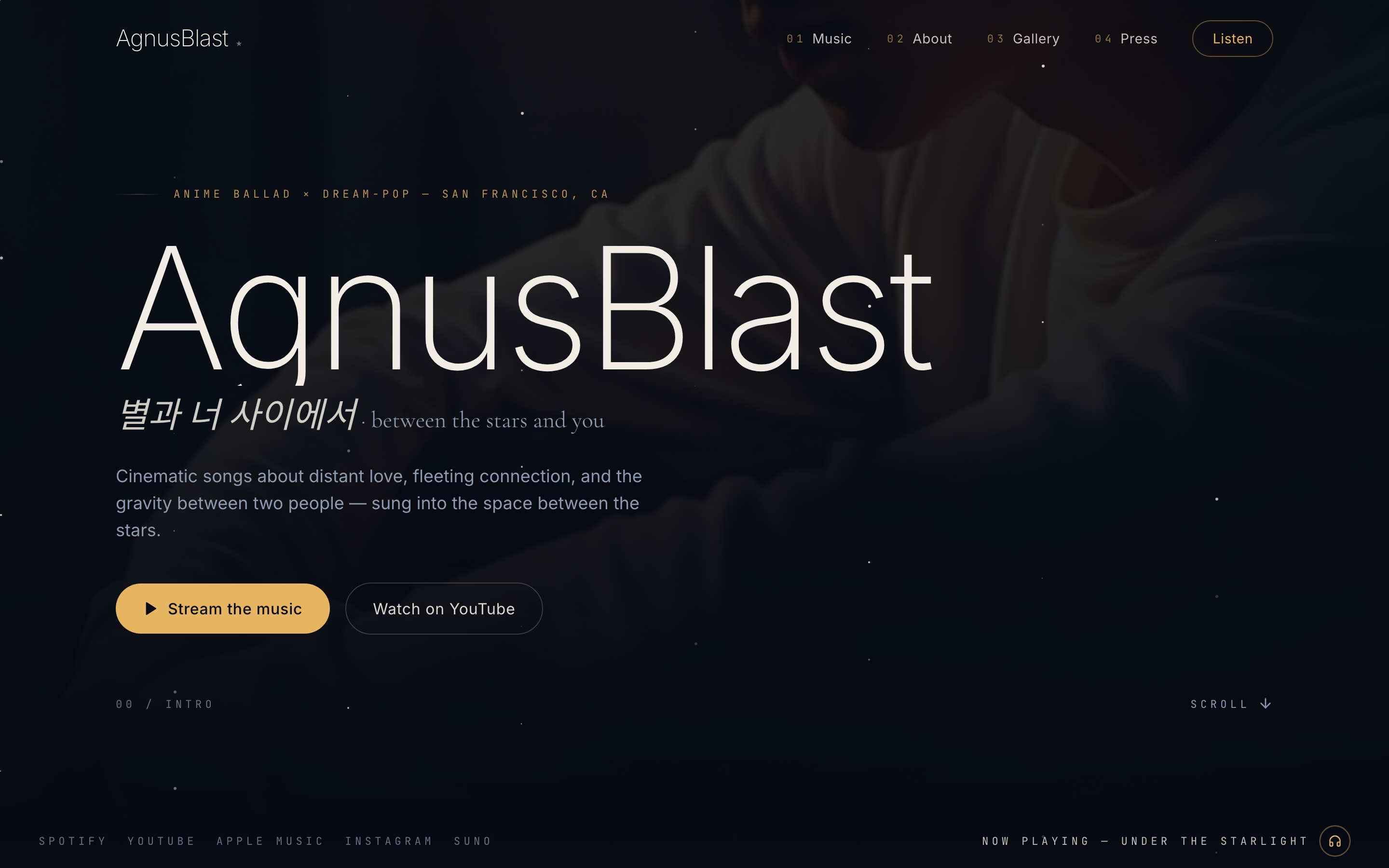 AgnusBlast — the official artist site at agnusblast.carlfung.dev