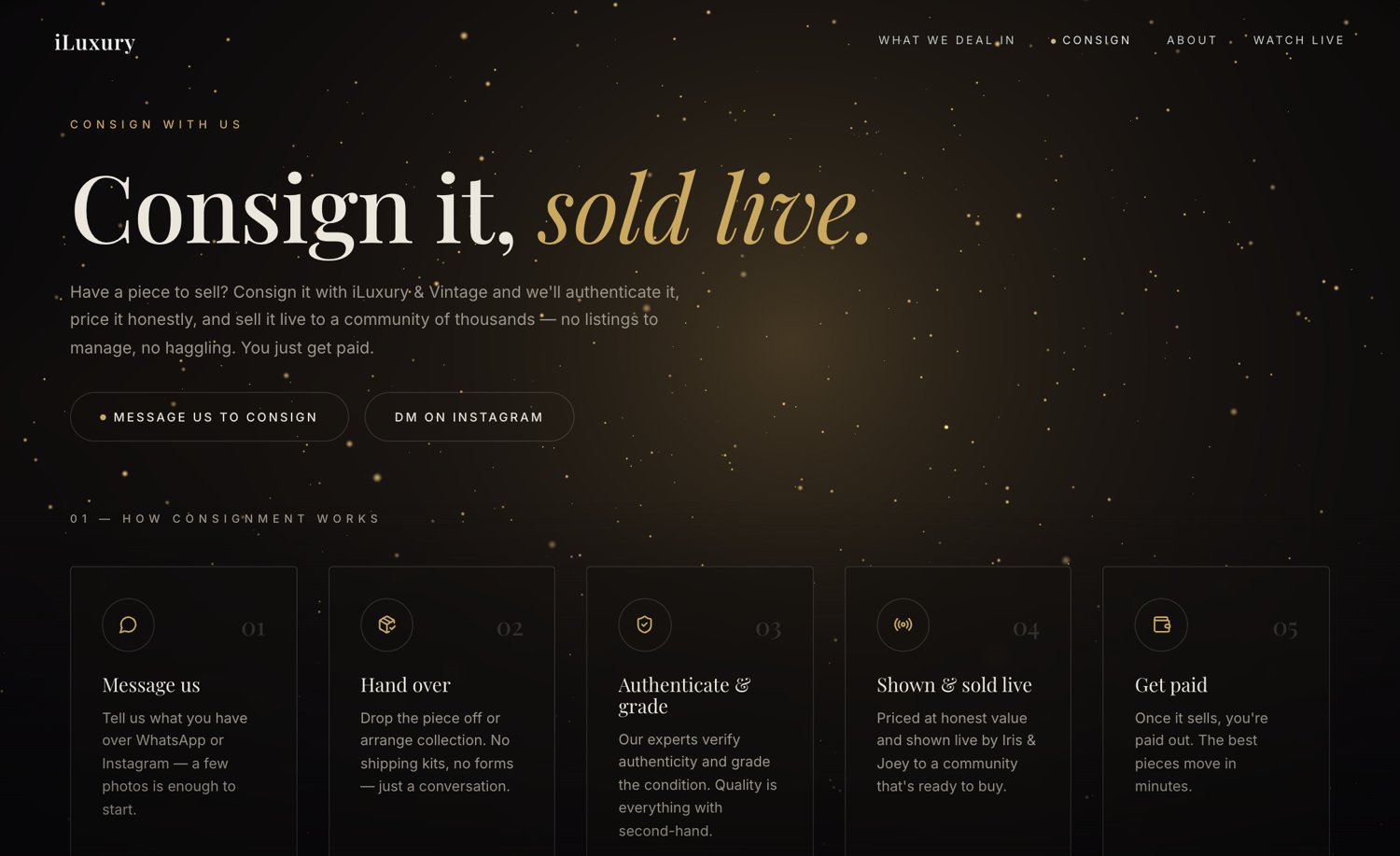 Consign with us — the real consignment flow