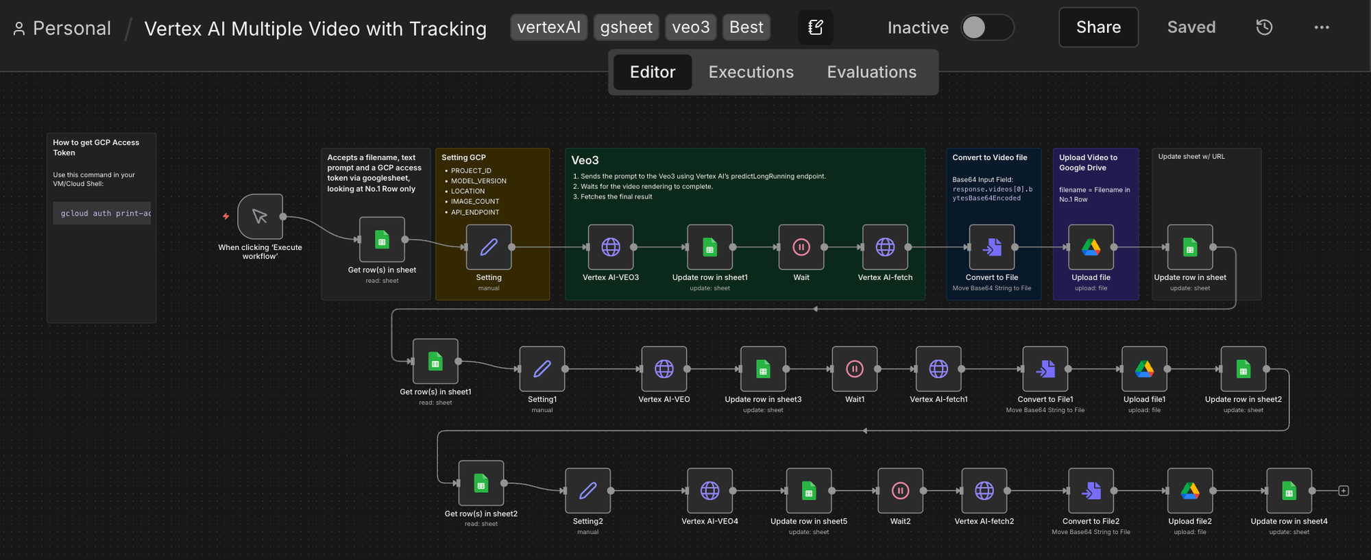 n8n Vertex AI Veo3 workflow — batch video generation pipeline