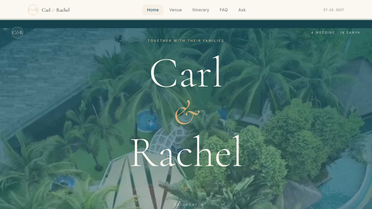 Carl & Rachel — wedding webapp hero